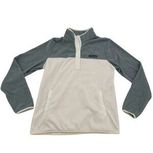 Columbia Women's Grey & Cream Snap Pullover Sweater / Size Medium